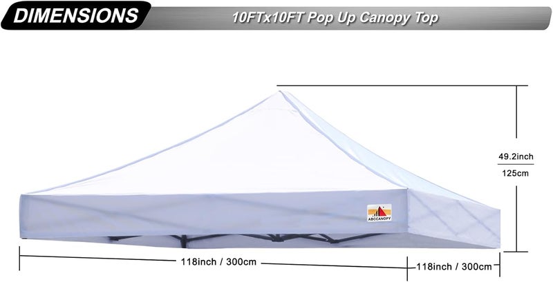 AbcCanopy Replacement Canopy Top for Pop Up Canopy Tent (10x10, White) - Image 3